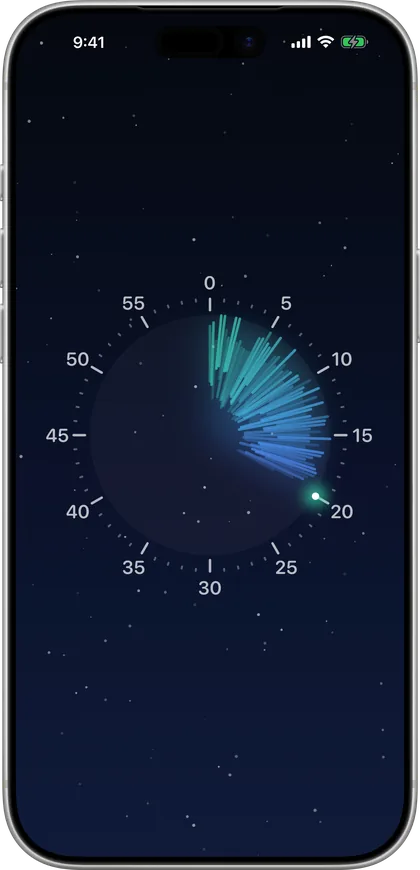 Otso's Aurora face on iPhone: a curtain of light over a starfield