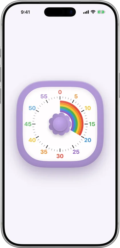 Otso's Rainbow face on iPhone: lilac, shrinks colour by colour