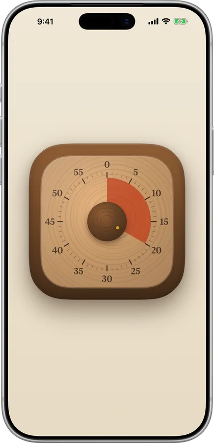 Otso's Wood face on iPhone: turned walnut, terracotta wedge